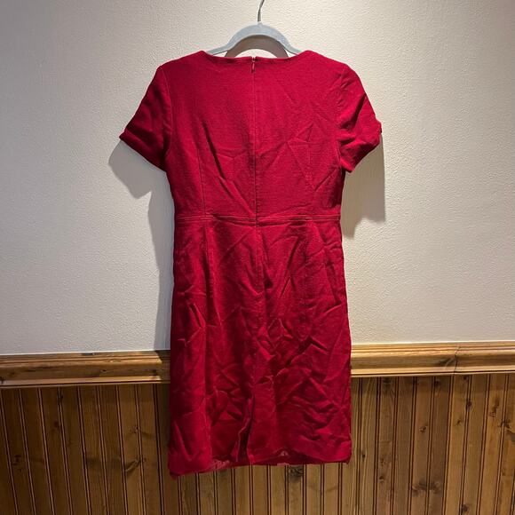 Talbots 100% Wool Jacket Dress Set Sz 8 Petite Cherry Red Business Casual Career - Picture 6 of 10